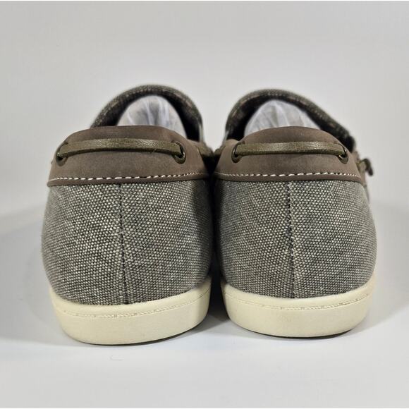 L Crown Vintage Brohm Boat Shoe Size 9 Mens Canvas Slip-on Taupe Tan Grey Preppy - Picture 6 of 9